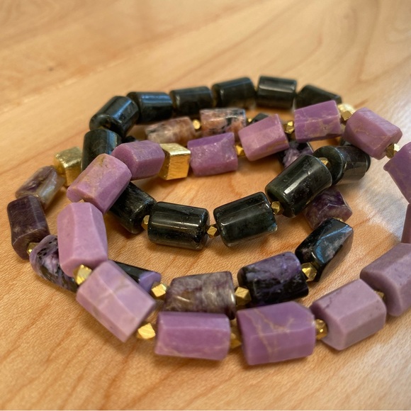 Sugilite, Larvikite, and Phosphosiderite Bracelets Genuine Natural Gemstone - Picture 2 of 5